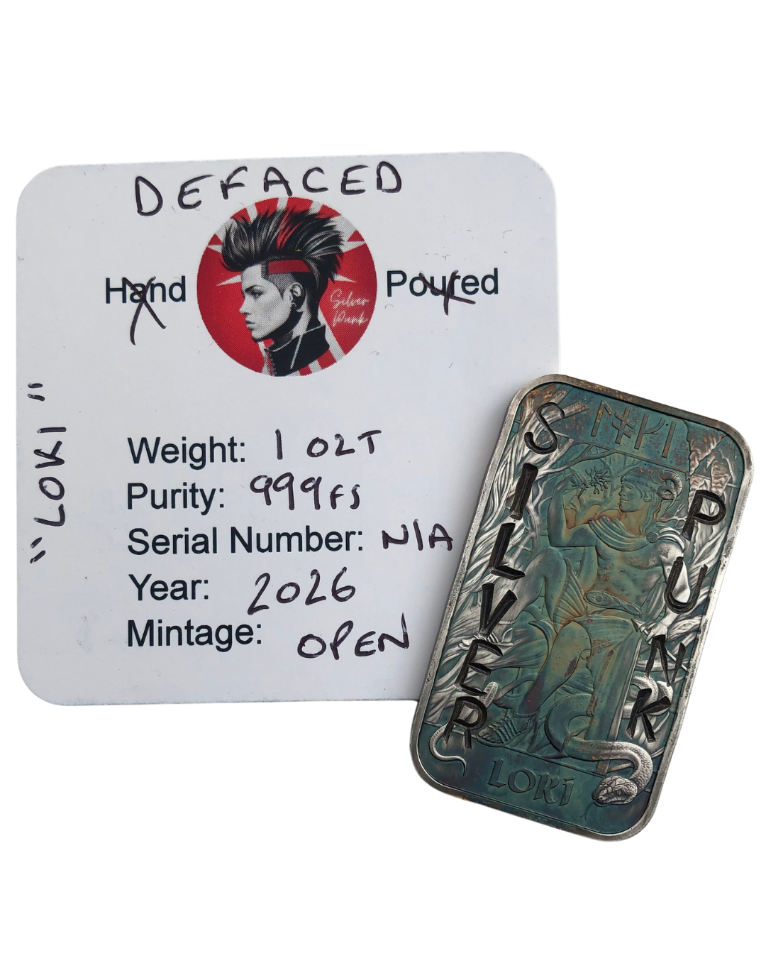 Defaced Loki 1oz Fine Silver Bar