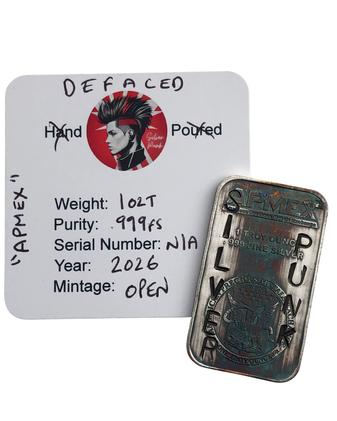 Defaced APMEX 1oz Silver Bar