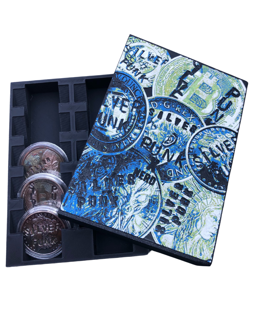 Silver Punk "Defaced" 10-Round Storage Box – Designed by NerdUK