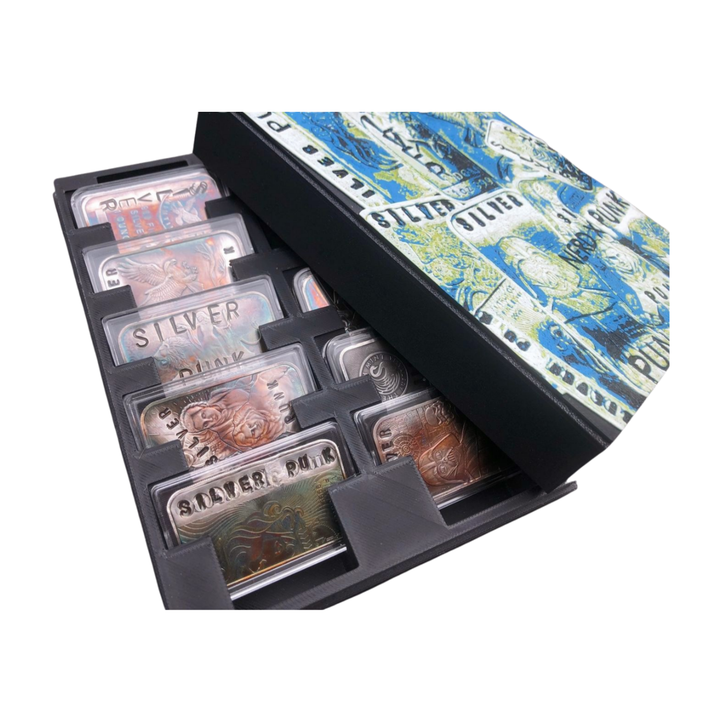 Silver Punk "Defaced" 10-Bar Storage Box – Designed by NerdUK
