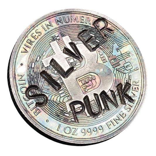Defaced by Silver Punk 1ozt Niue 2024 Bitcoin 2 Dollars Coin