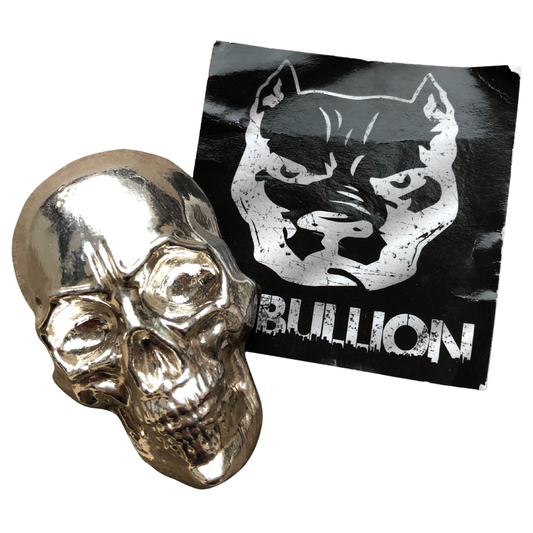 AUCTION! Pit Bullion 999s Fine Silver Skull Pour 9.9ozt