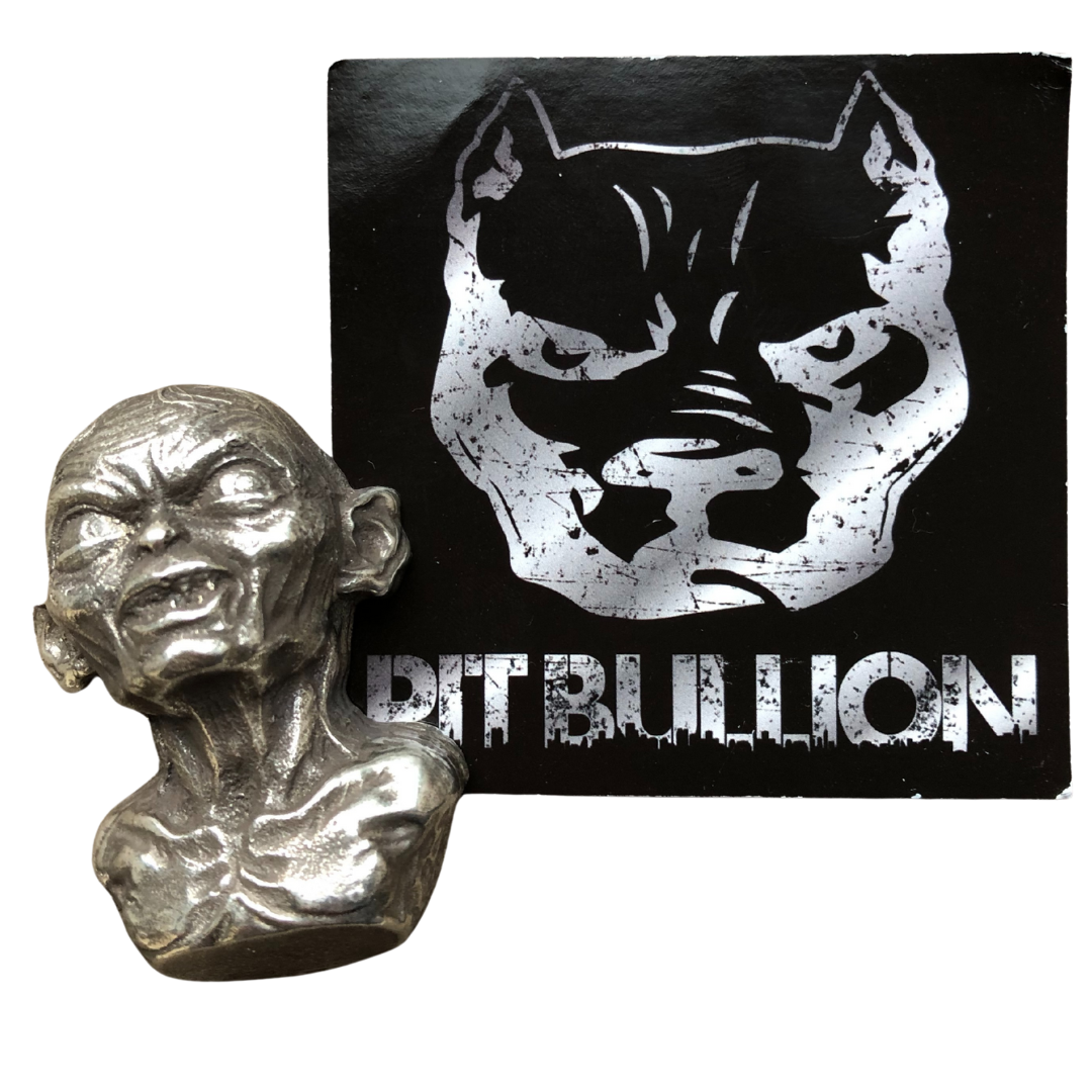 AUCTION! Pit Bullion 999s Fine Silver Gollum Lord of the Rings 3.8ozt