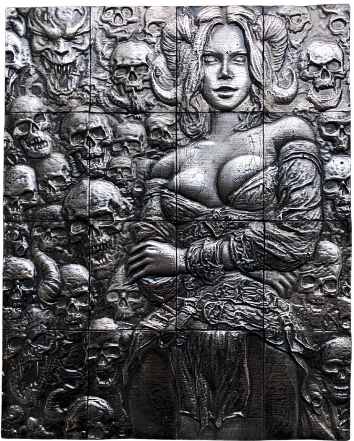 Silver Punk hand poured silver art