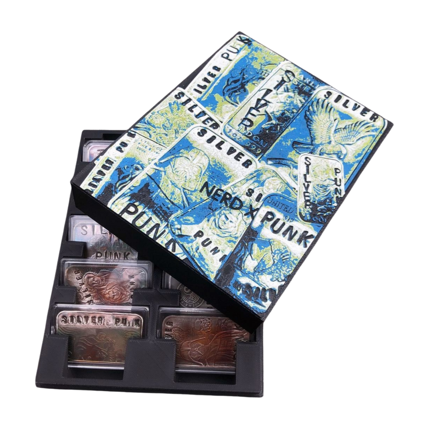 Silver Punk "Defaced" 10-Bar Storage Box – Designed by NerdUK
